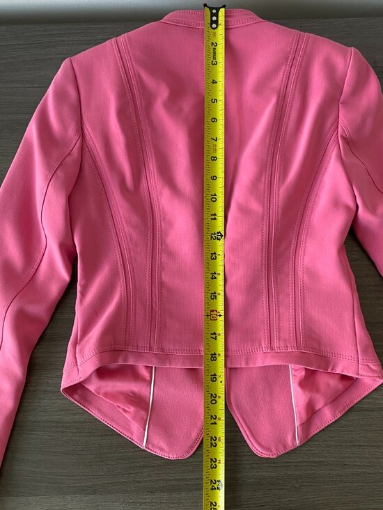 White House Black Market Pink Moto Jacket | Size 0 | Chic Fitted Blazer - Picture 12 of 12